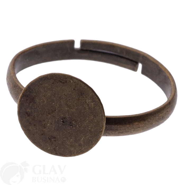 Основа для создания кольца с площадкой 10мм, материал - железо, цвет - бронзовый, размер регулируемый.