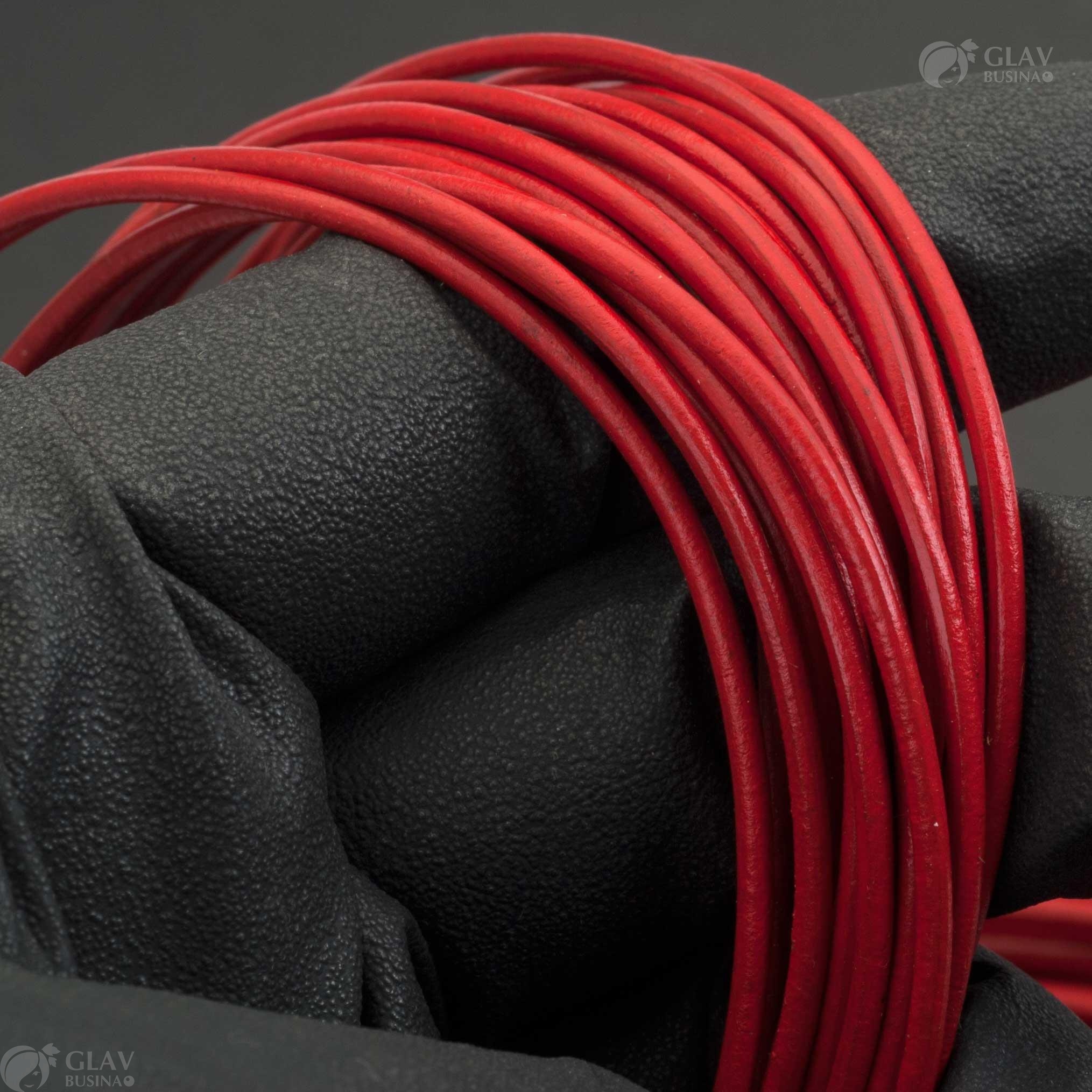 Круглый глянцевый кожаный шнур красного цвета, 2мм толщина, для кулонов и браслетов, продается на метраж.