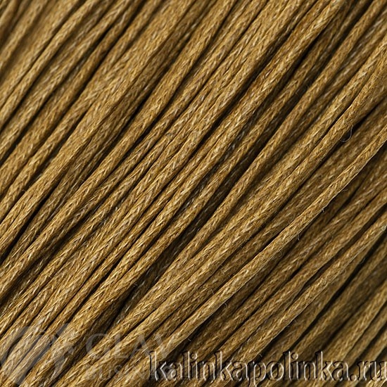 Шнур вощёный хлопковый светло-коричневый, толщиной 0.8-1.2 мм, средняя 1 мм, из крупных волокон, натуральный вид, неоднородная толщина.