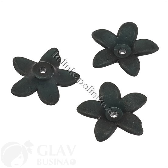 Черные матовые акриловые цветочки, диаметр 17мм, отверстие 1.5мм, упаковка 4 шт.