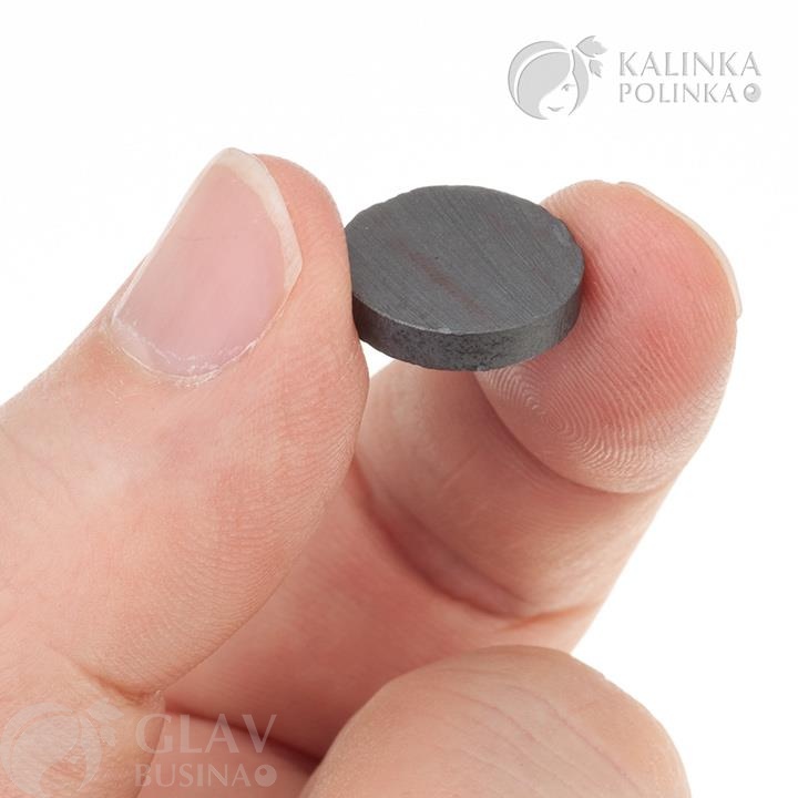 Магниты ферритовые двусторонние для сувениров, размер 15х3 мм, круглые, черного цвета.