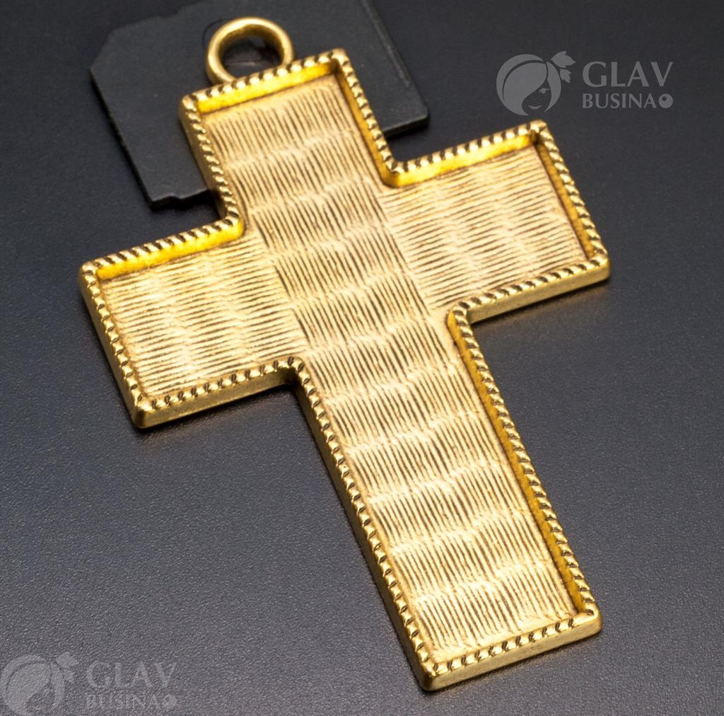 Подвеска-крест античное золото, бижутерный сплав, 80x53x4мм, для заливки, отверстие 6мм, символ веры и духовности.