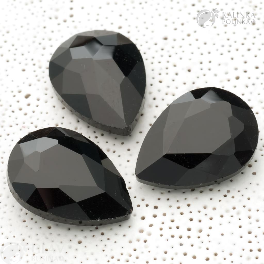 Хрустальный кристалл в форме капли, размером 13х18 мм, с черной непрозрачной отделкой. Идеально подойдет для создания элегантных и стильных украшений.